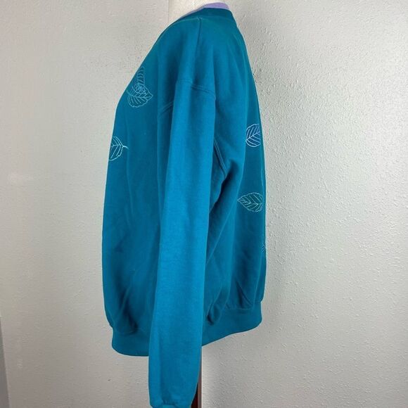 Vintage Morning Sun Womens Teal and Purple Leaf Pattern Sweater Size XL - Picture 4 of 6